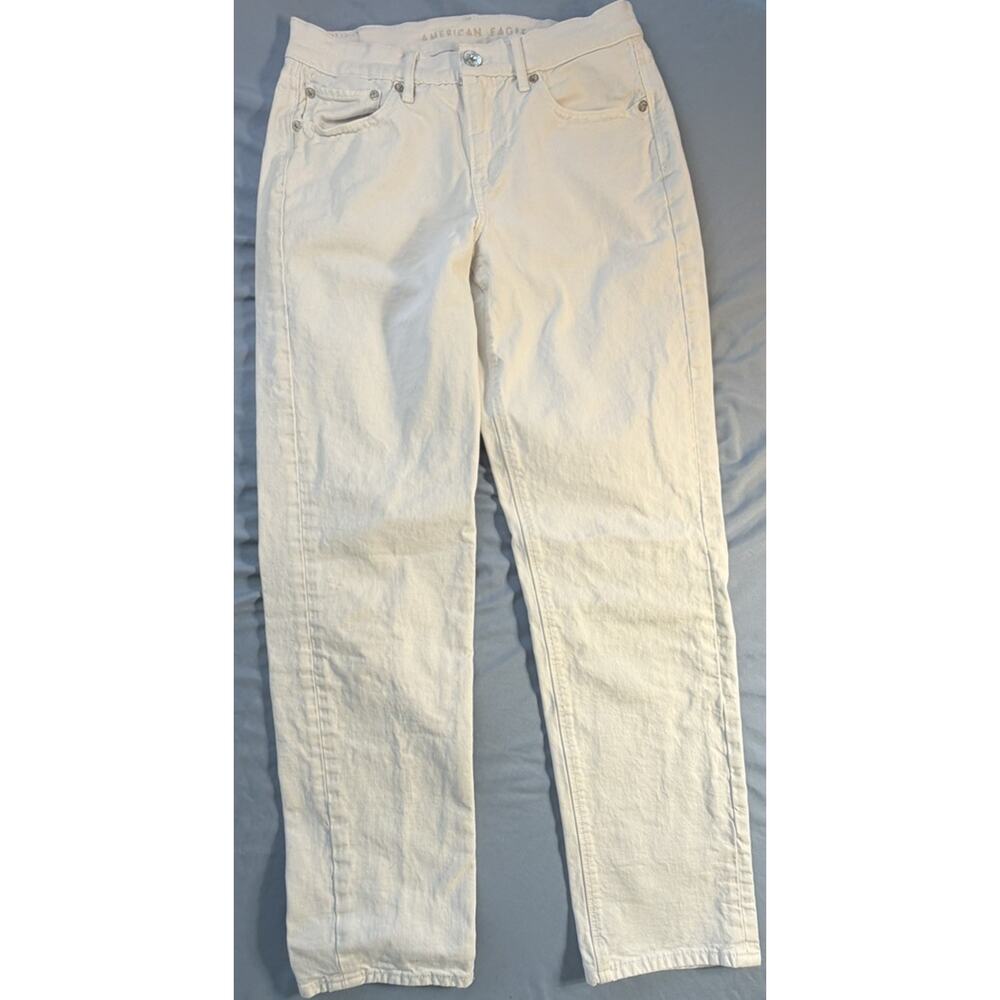 American Eagle Jeans Women’s Size 4 90’s Straight Regular Fit White Preppy Denim